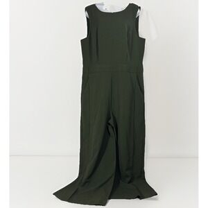Gibson Latimer Olive Green Sleeveless Wide Leg Jumpsuit Size 18 Modern Utility